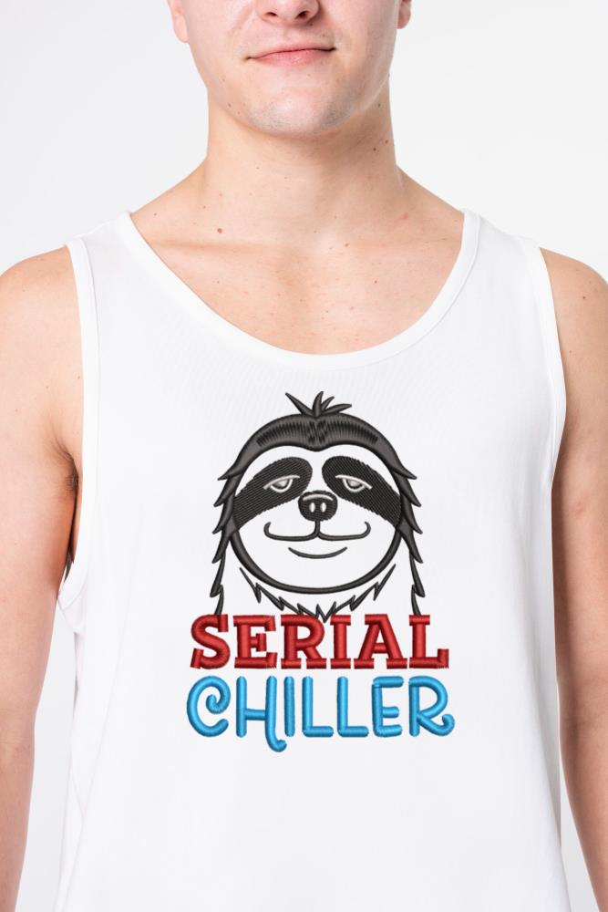 Serial Chiller Funny Sloth Embrodery Effect - Unisex Tank Top