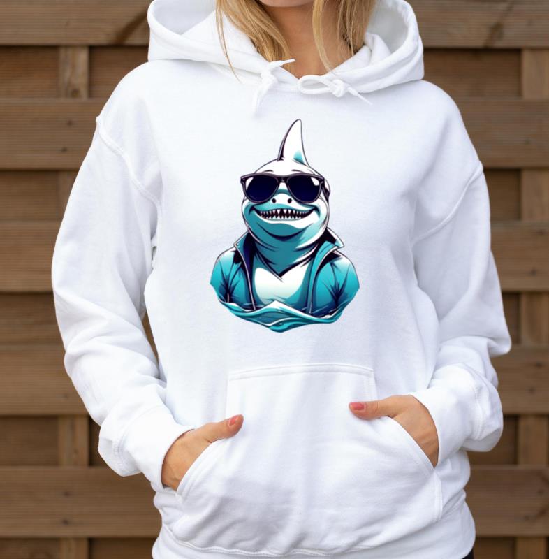 Shark Fish with Glasses Animals Lover Funny Design - Unisex Hoodie