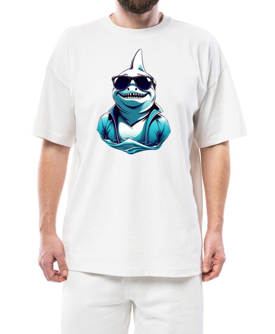 Shark Fish with Glasses Animals Lover Funny Design - Unisex Standard T-Shirt