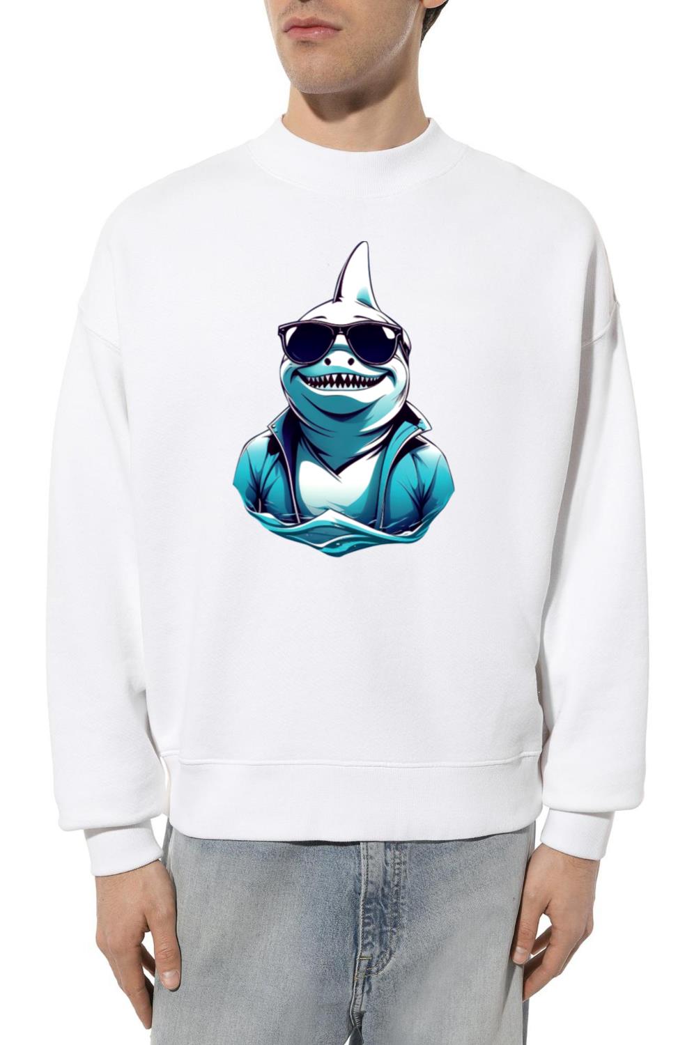 Shark Fish with Glasses Animals Lover Funny Design - Unisex Sweatshirt