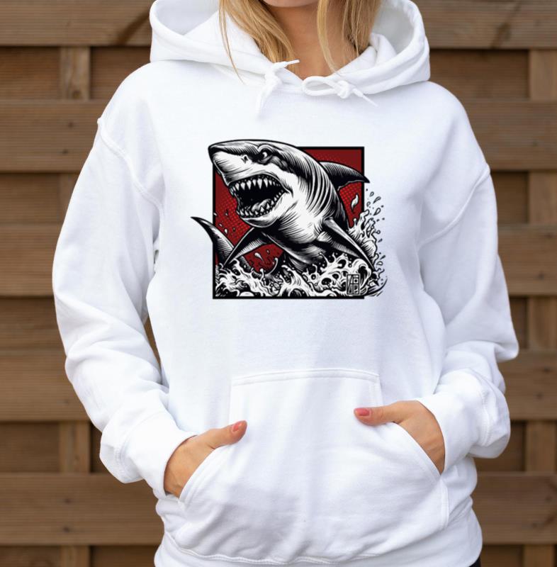 SHARK - WHITE JAWS - WILD FORCE - ANIMALS - 1 - Unisex Hoodie