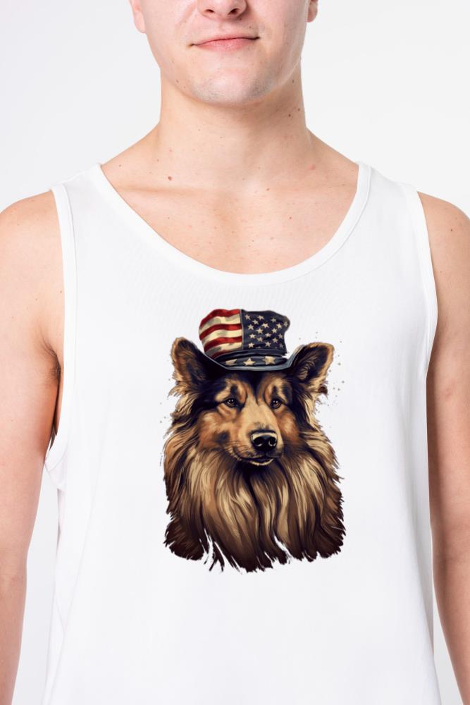 Shepherd Dog American Flag Proud Dog Lover_1 - Unisex Tank Top
