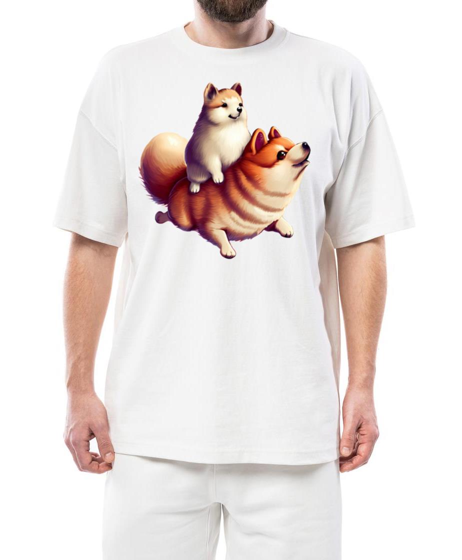 Shiba Inu Dog on Back - Unisex Standard T-Shirt