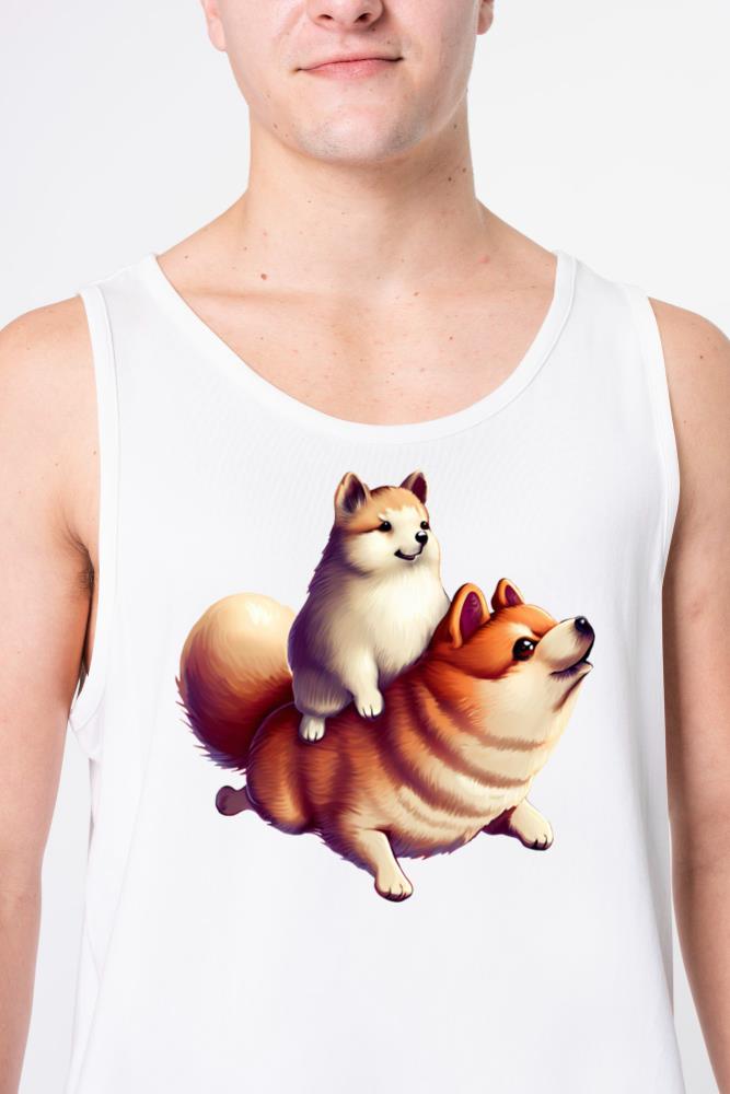 Shiba Inu Dog on Back - Unisex Tank Top