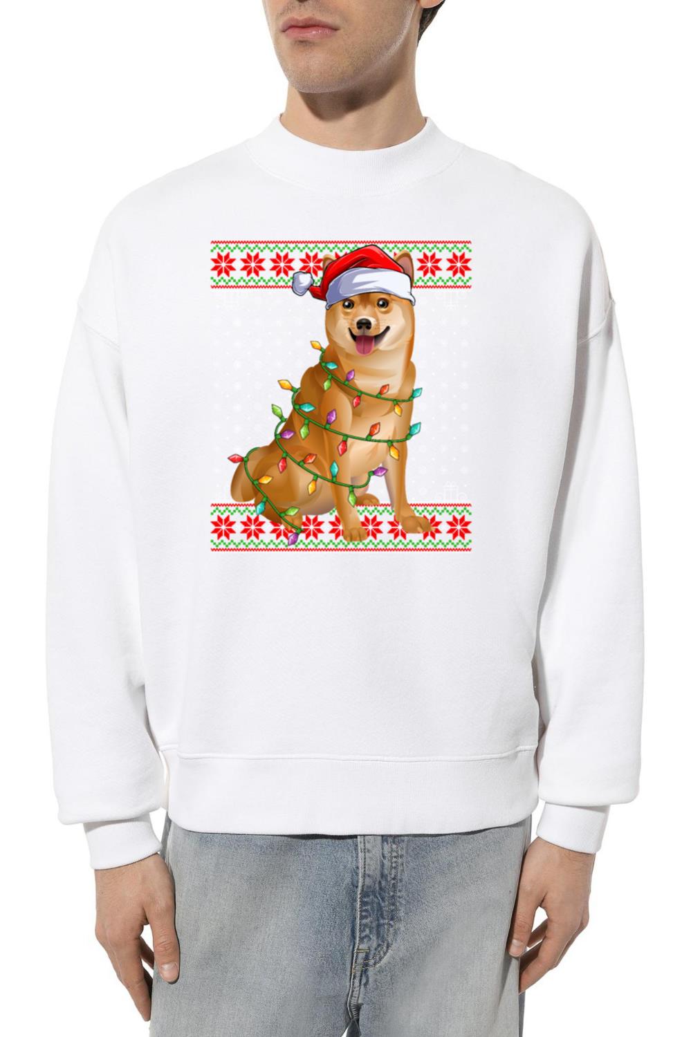 Shiba Inu Dog Ugly Christmas Lights - Unisex Sweatshirt