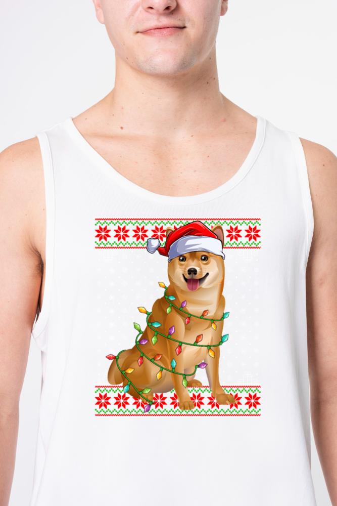 Shiba Inu Dog Ugly Christmas Lights - Unisex Tank Top