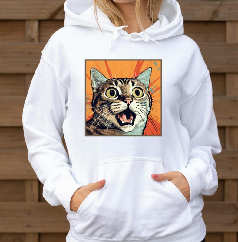 Shocked Cat Cartoon Vintage Cartoon Cat Crazy - Unisex Hoodie