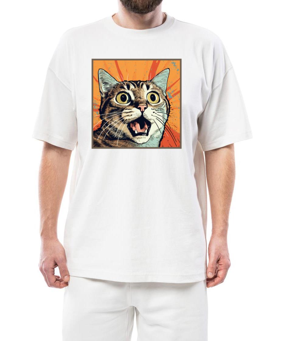Shocked Cat Cartoon Vintage Cartoon Cat Crazy - Unisex Standard T-Shirt
