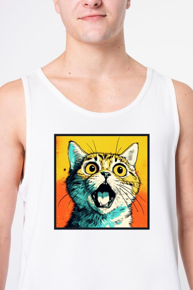 Shocked Cat Cartoon Vintage Cartoon Cat Crazy_1 - Unisex Tank Top