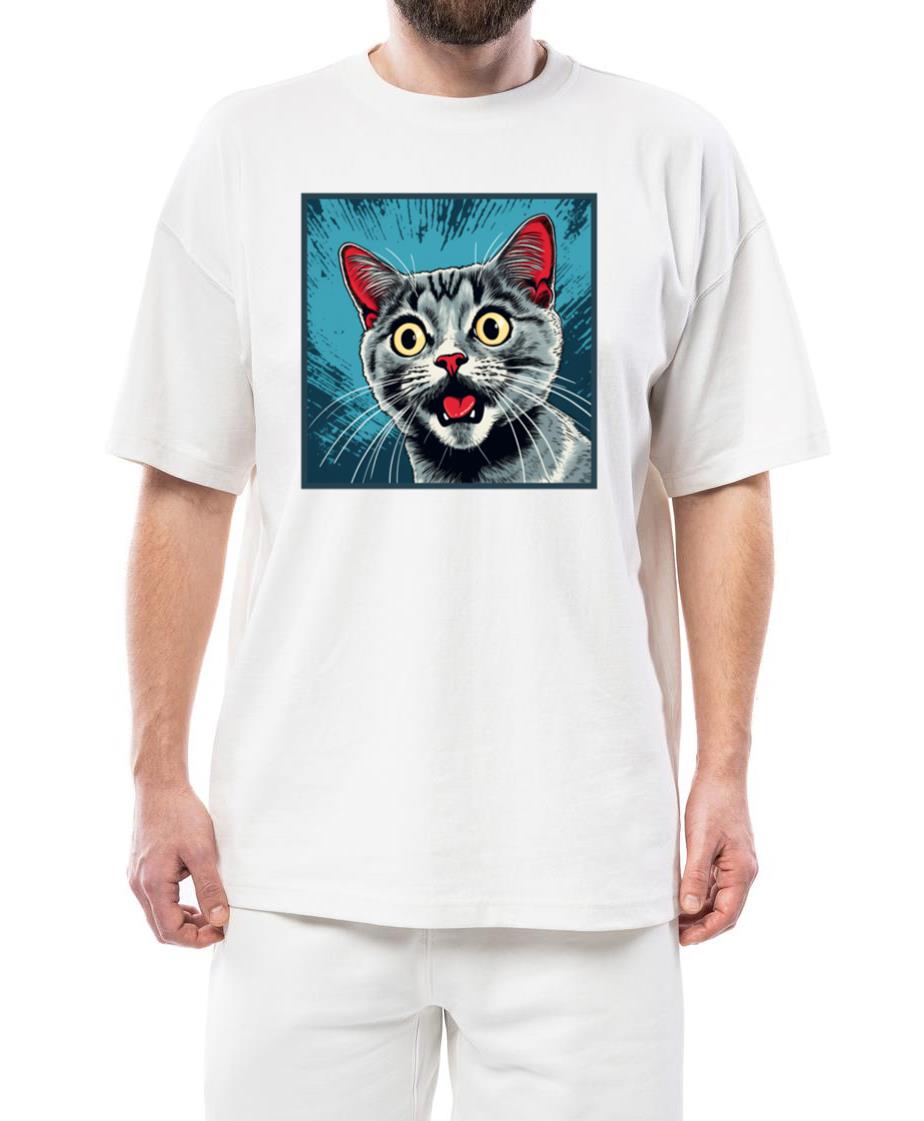 Shocked Cat Cartoon Vintage Cartoon Cat Crazy_2 - Unisex Standard T-Shirt