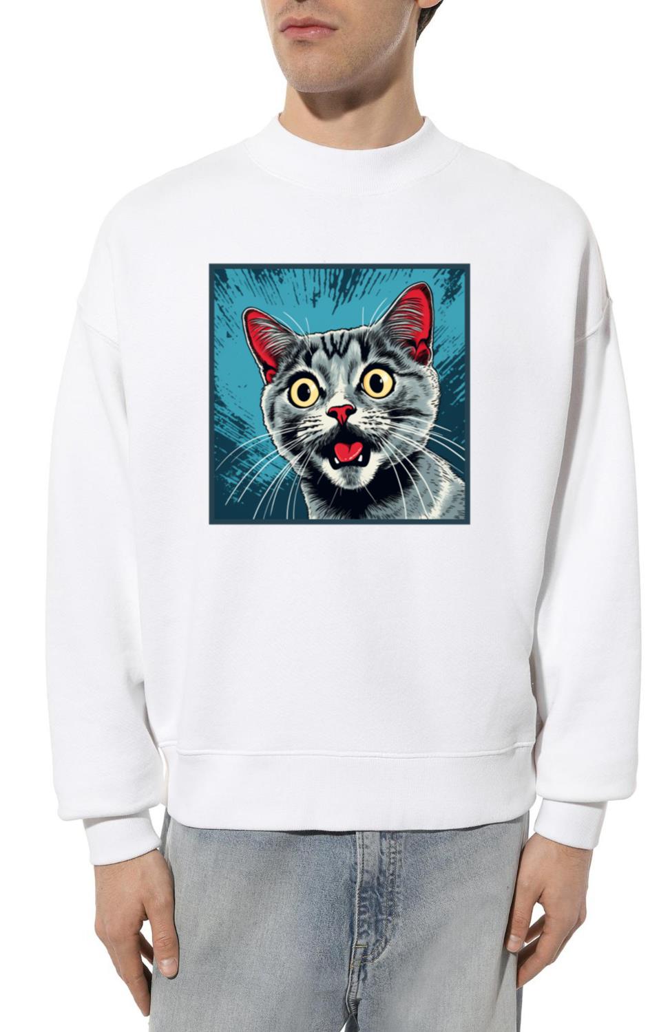 Shocked Cat Cartoon Vintage Cartoon Cat Crazy_2 - Unisex Sweatshirt