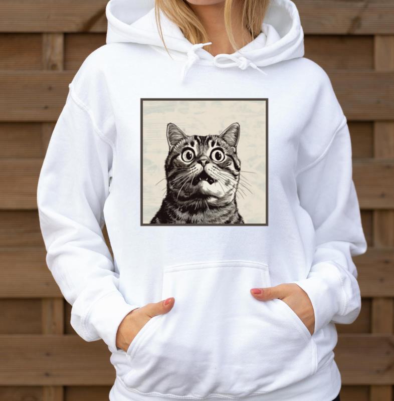 Shocked Cat Cartoon Vintage Cartoon Cat Crazy_4 - Unisex Hoodie
