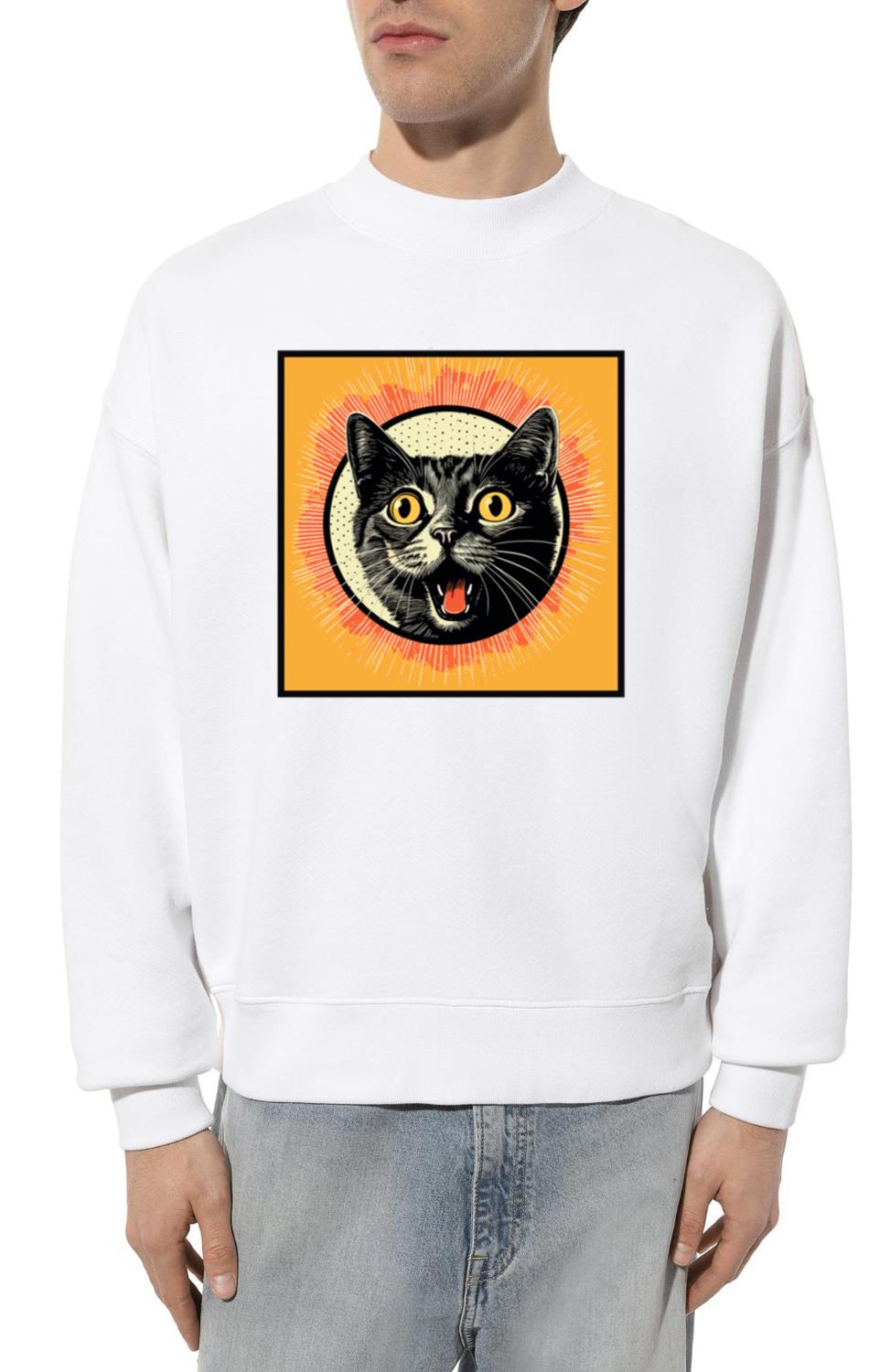 Shocked Cat Cartoon Vintage Cartoon Cat Crazy_5 - Unisex Sweatshirt