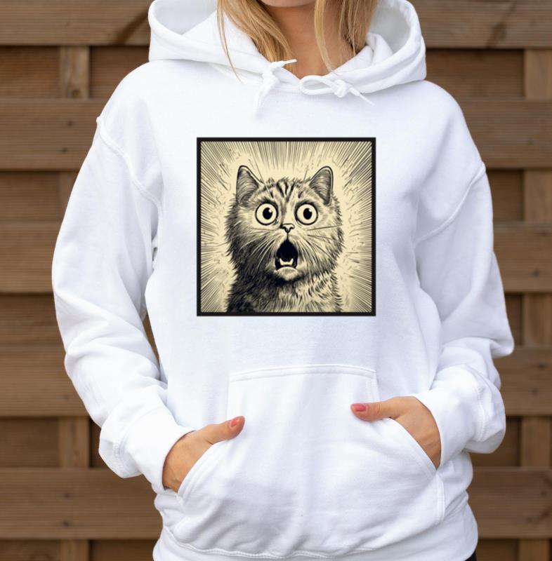 Shocked Cat Cartoon Vintage Cartoon Cat Crazy_7 - Unisex Hoodie