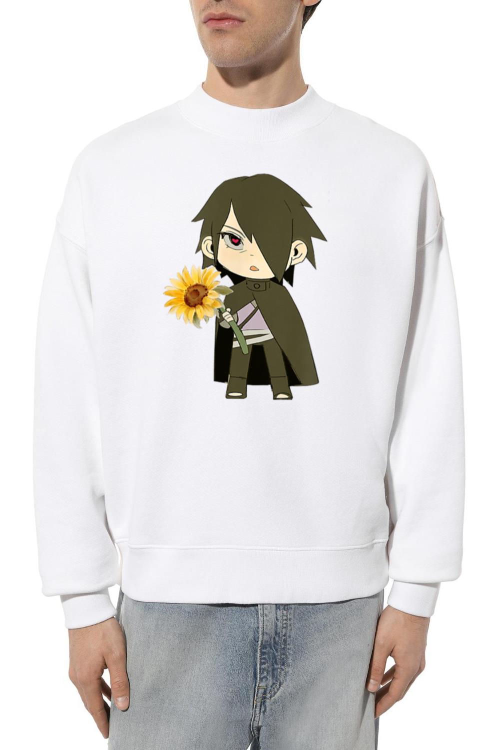 shy-anime-holding-sunflower-lover - Unisex Sweatshirt