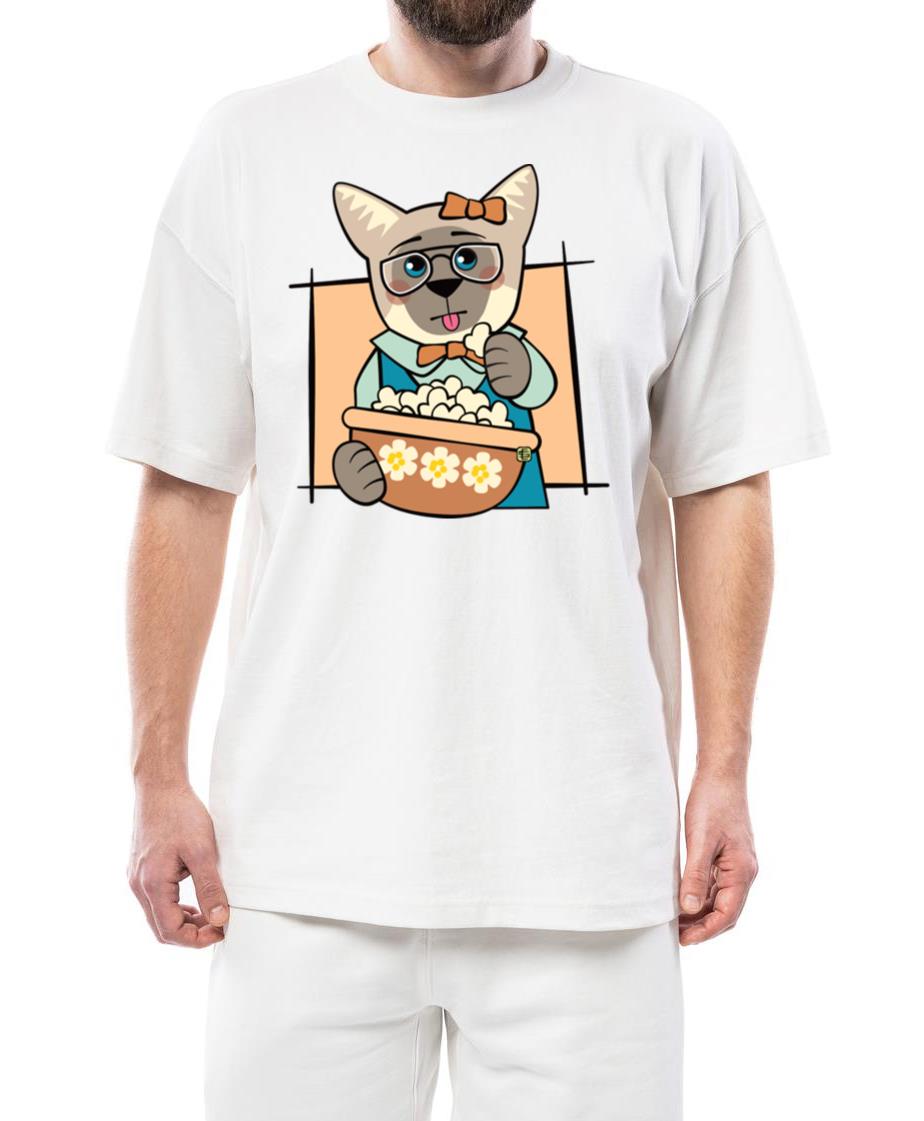 Siamese Cat Popcorn Movies - Unisex Standard T-Shirt