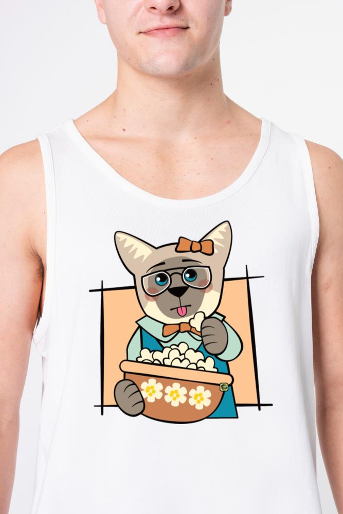Siamese Cat Popcorn Movies - Unisex Tank Top