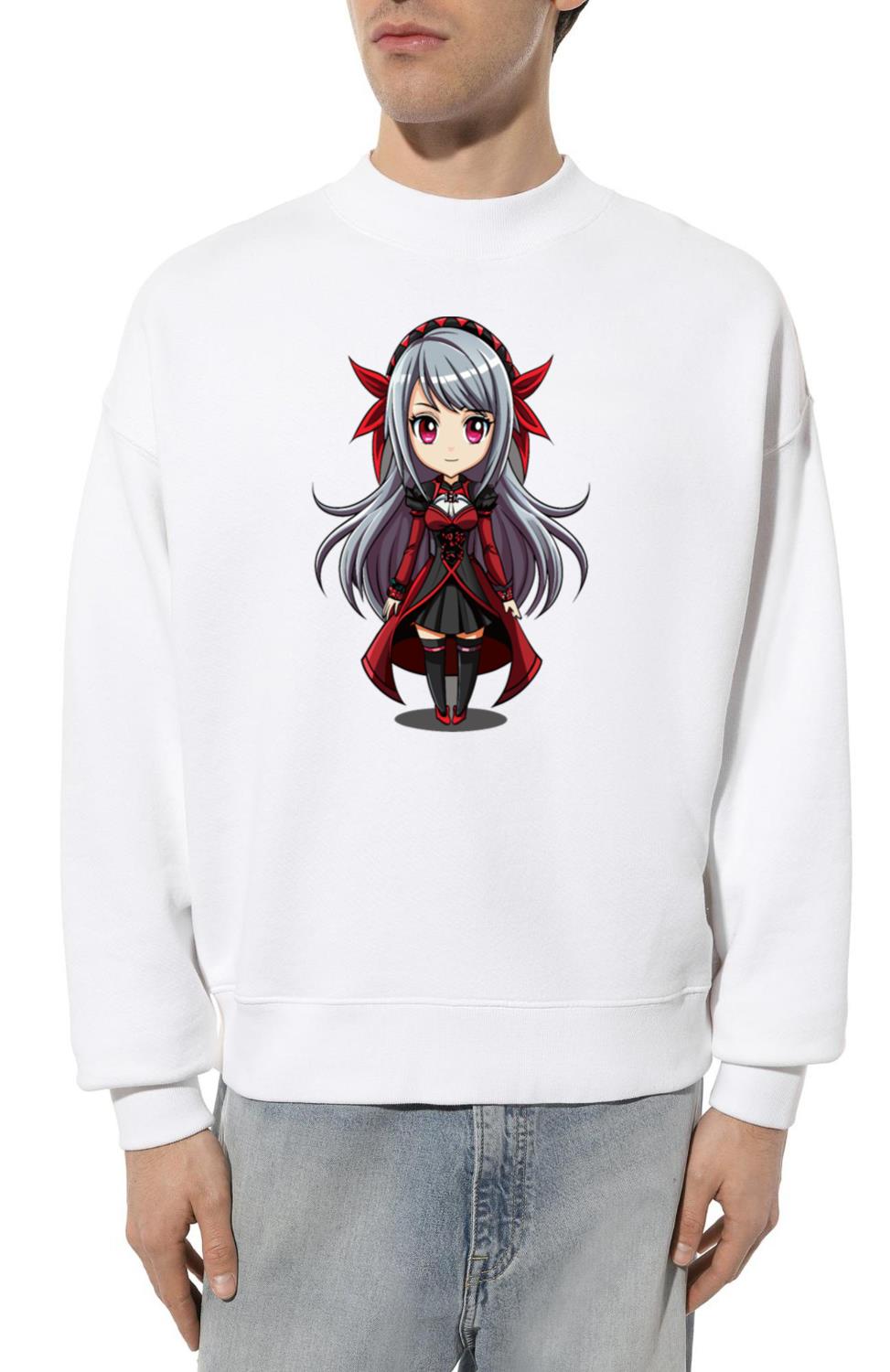 Silver Hair Gothic Anime Girl - Unisex Sweatshirt