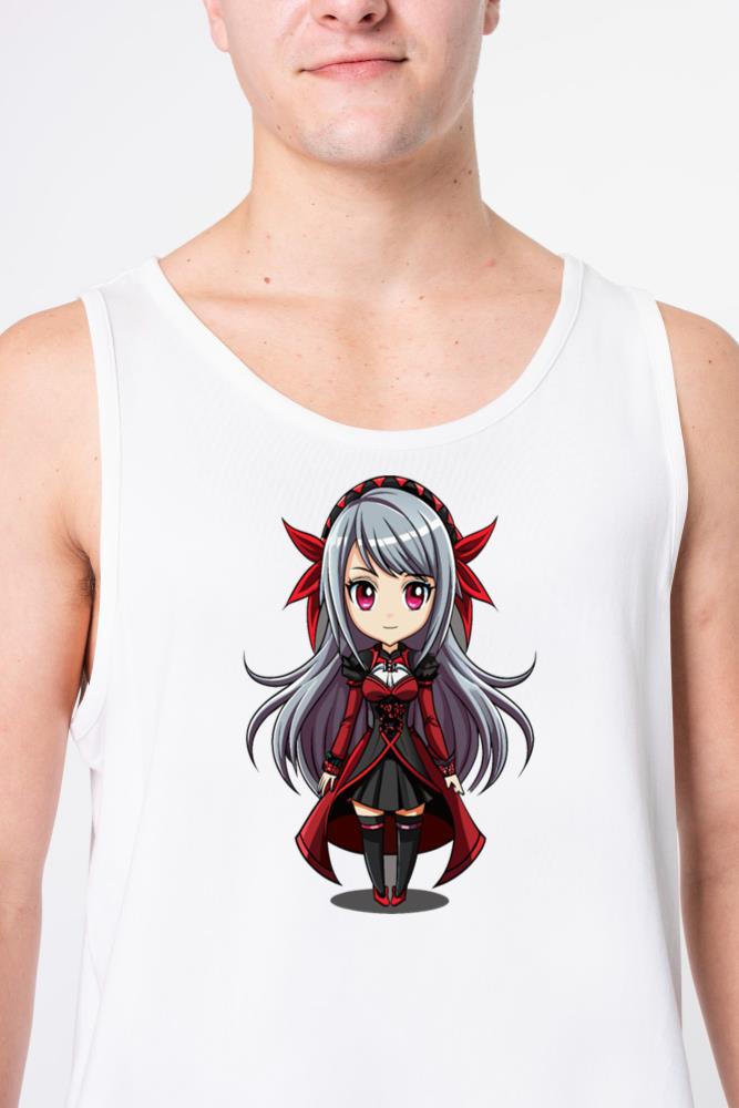 Silver Hair Gothic Anime Girl - Unisex Tank Top