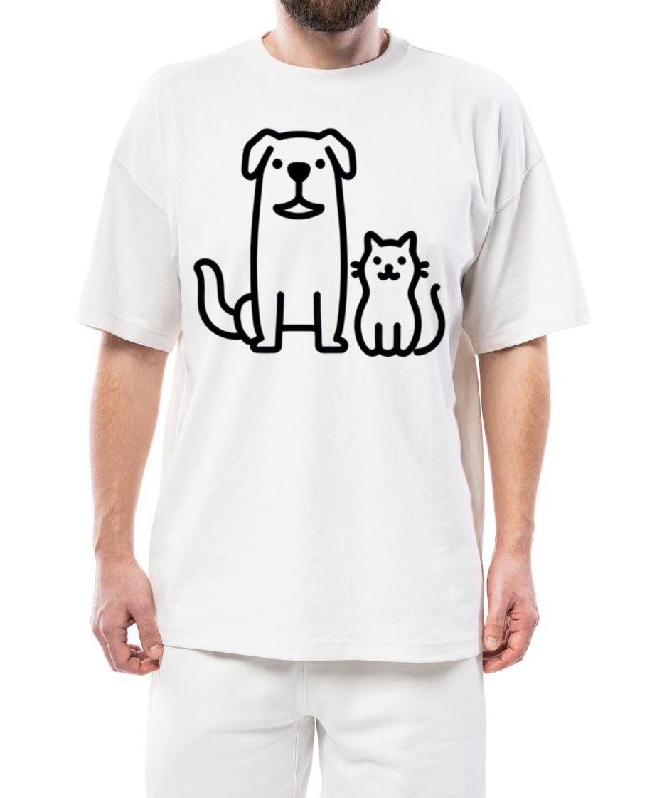 Simple Line Drawing of Dog and Cat - Unisex Standard T-Shirt