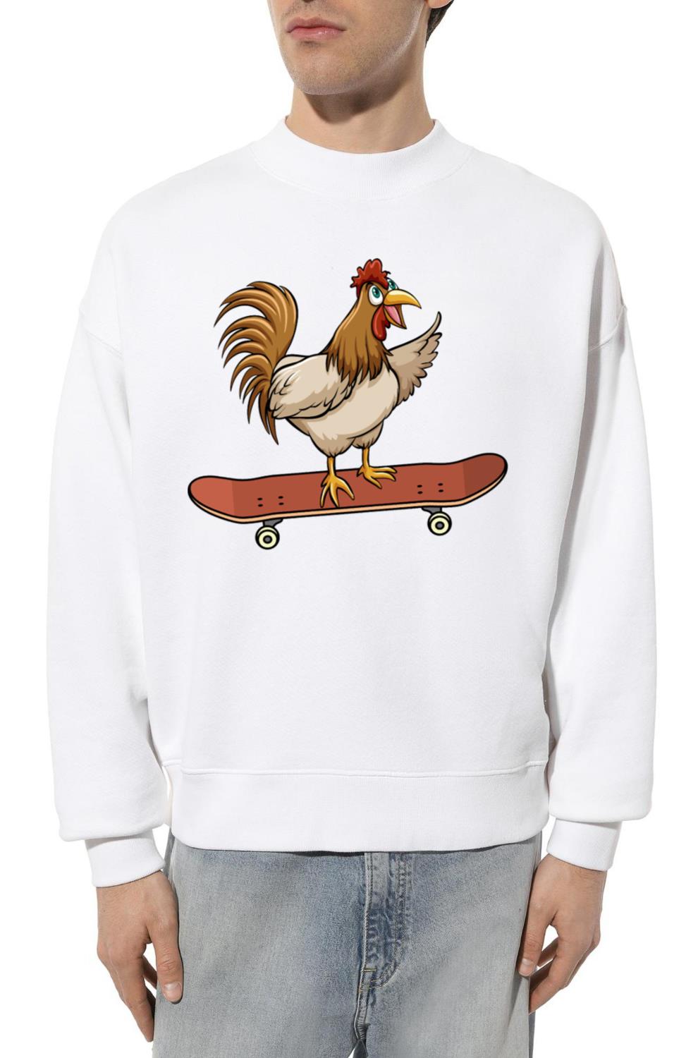 Skateboard Chicken Skateboarding Farm Animal - Unisex Sweatshirt