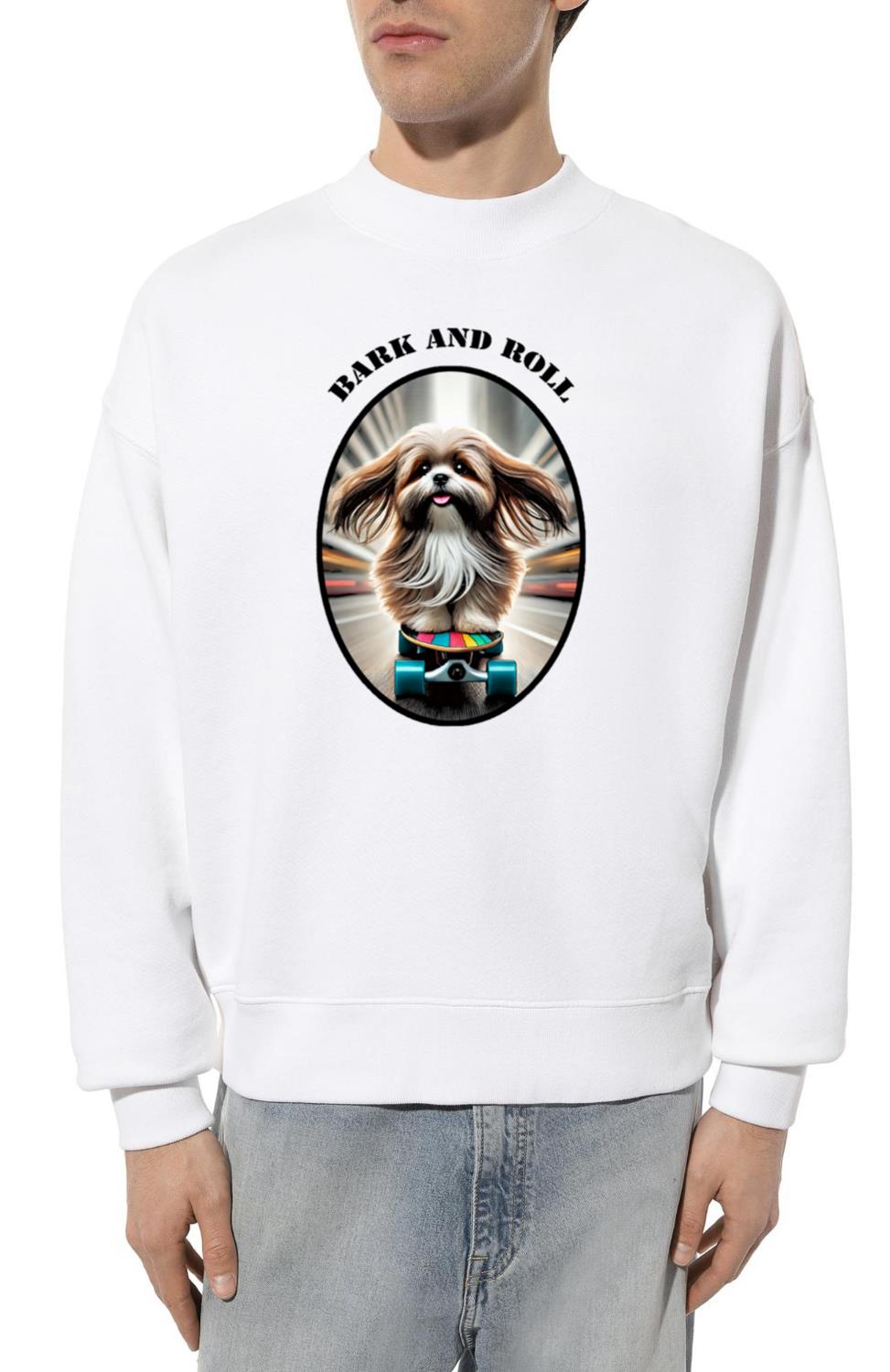 Skateboarding Shih Tzu Dog with its Tongue Out URM - Unisex Sweatshirt