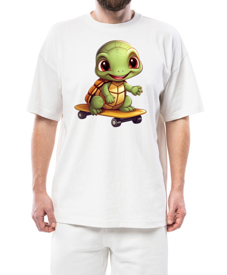 Skateboarding Turtle, Athletic Animal Design - Unisex Standard T-Shirt