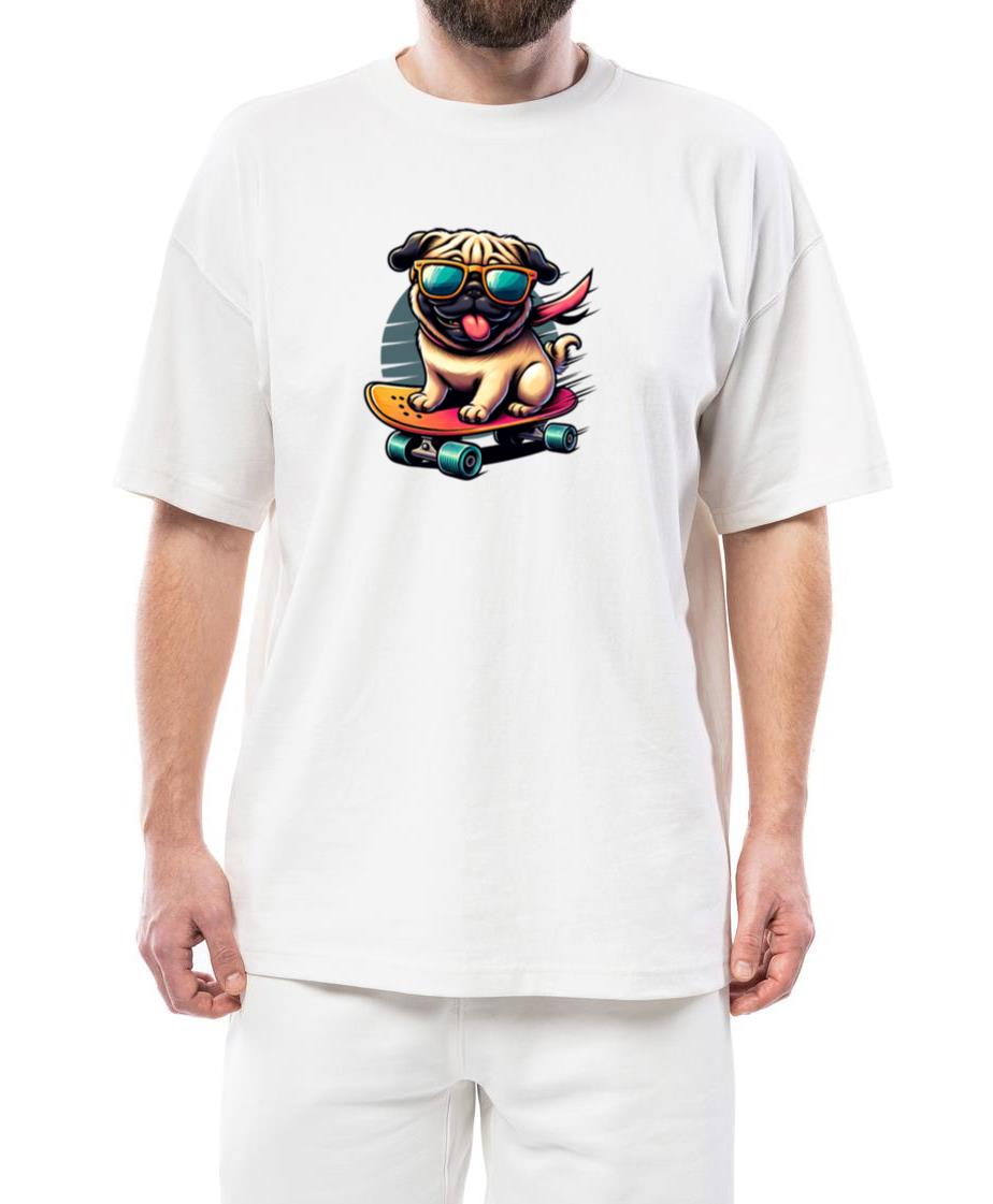 Skater Pug Dog - Unisex Standard T-Shirt