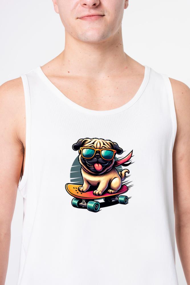 Skater Pug Dog - Unisex Tank Top