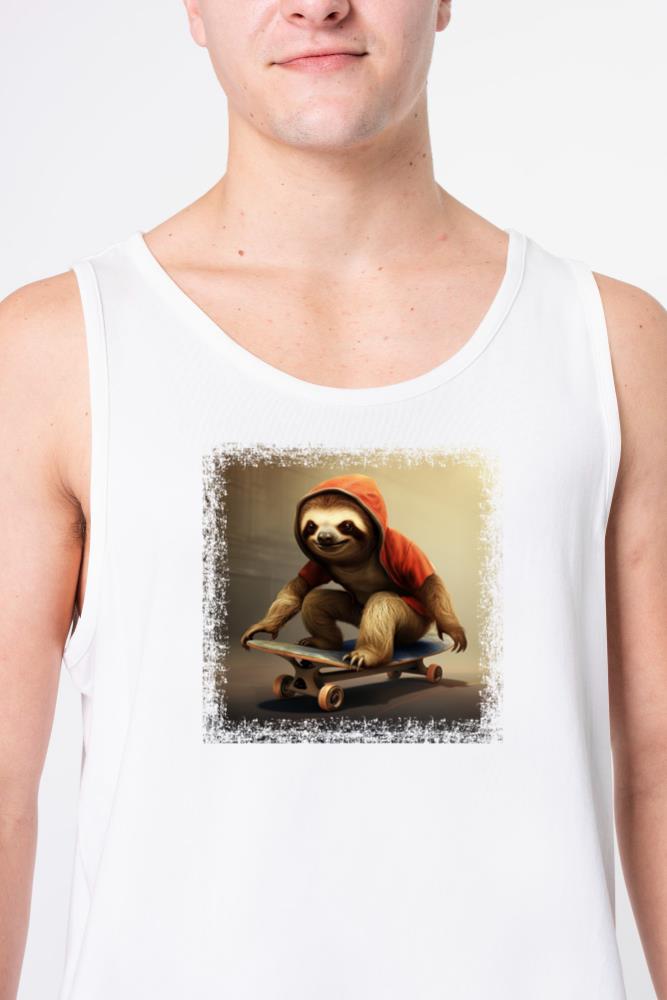 Skating Sloth in Hoodie - Cool Grunge Design - Unisex Tank Top