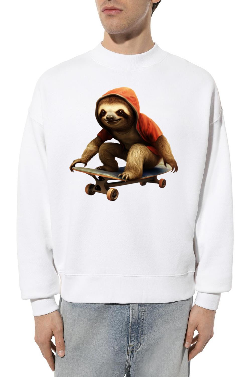 Skating Sloth in Hoodie - Cool Grunge Design_1 - Unisex Sweatshirt