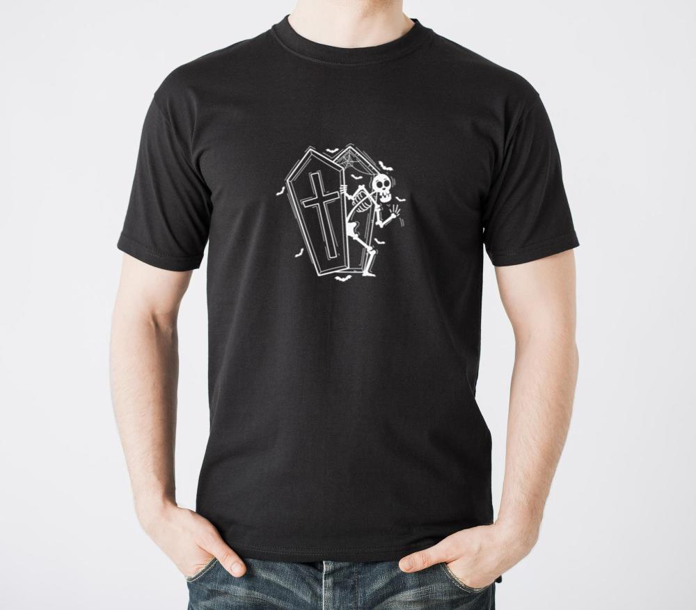 Skeleton and Coffin creepy Melancholy T-Shirts