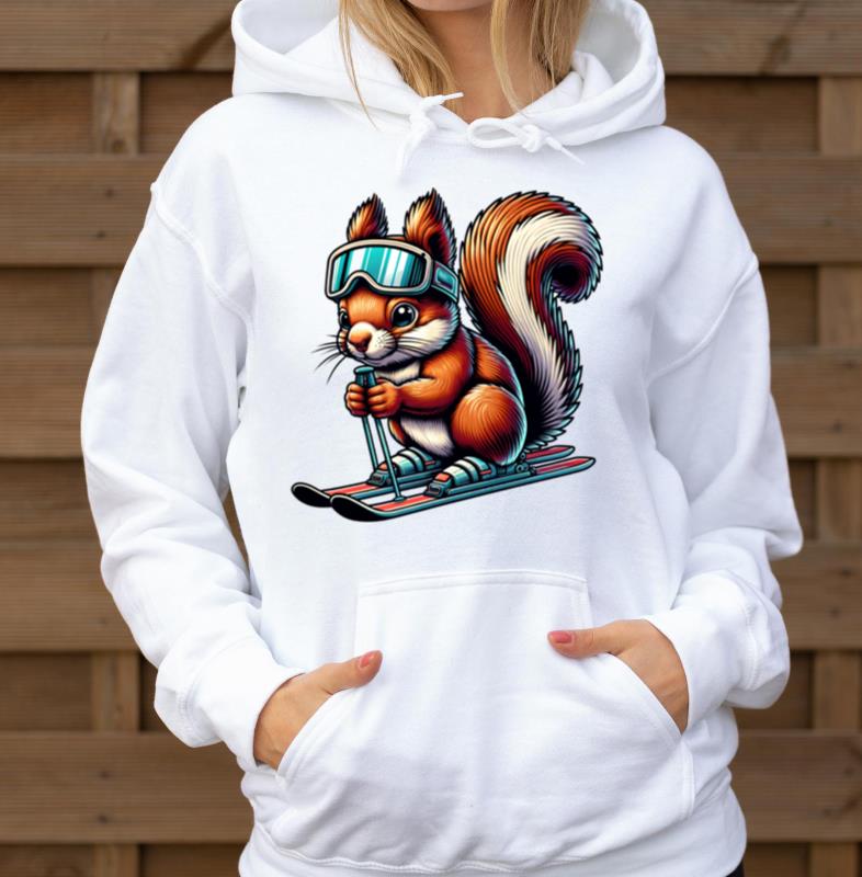 Skis Sports Squirrels Nuts Animal Lovers - Unisex Hoodie