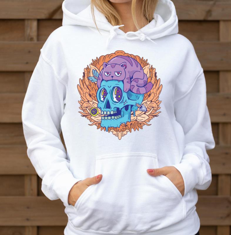 skull cartoon with animal above - Unisex Hoodie