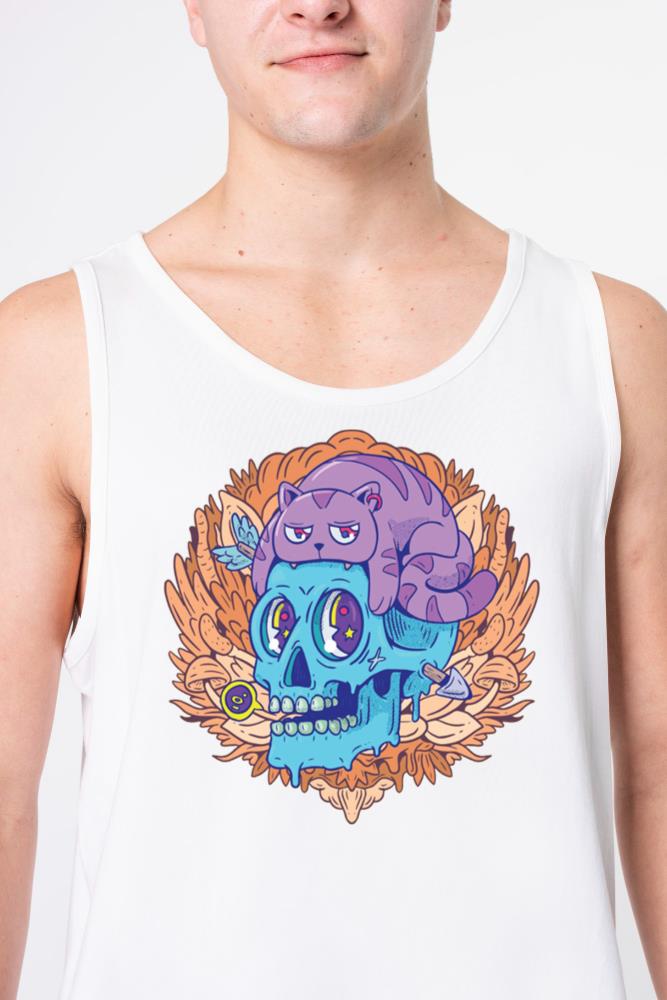 skull cartoon with animal above - Unisex Tank Top