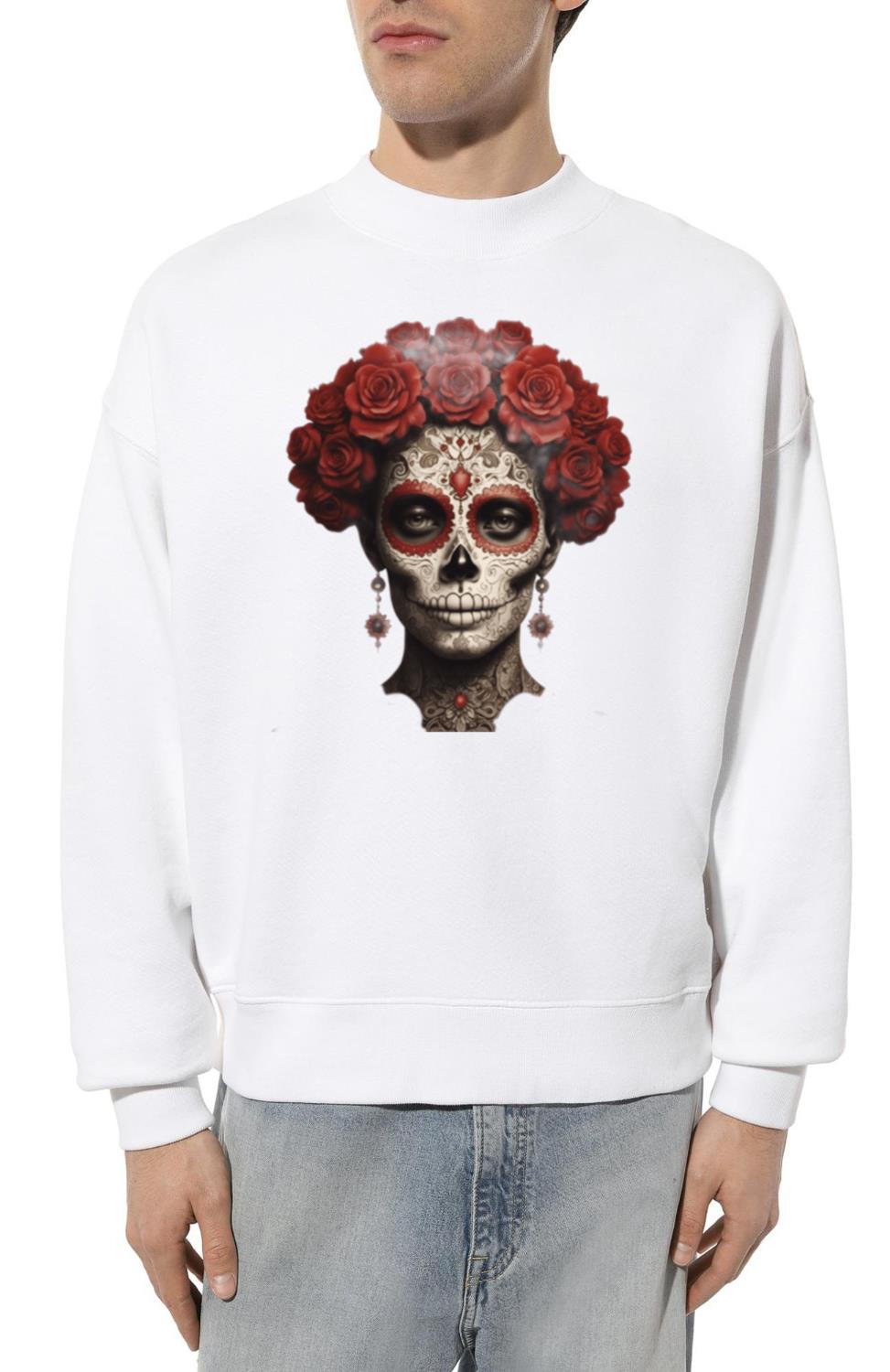 Skull flowers design premium_t-shirt & hoodie . - Unisex Sweatshirt