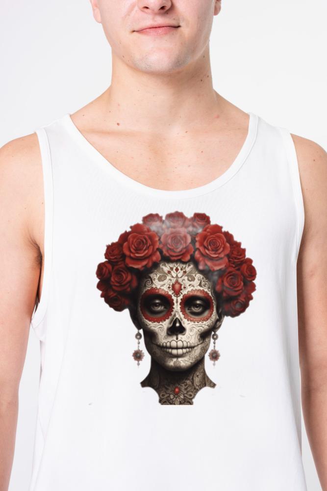 Skull flowers design premium_t-shirt & hoodie . - Unisex Tank Top