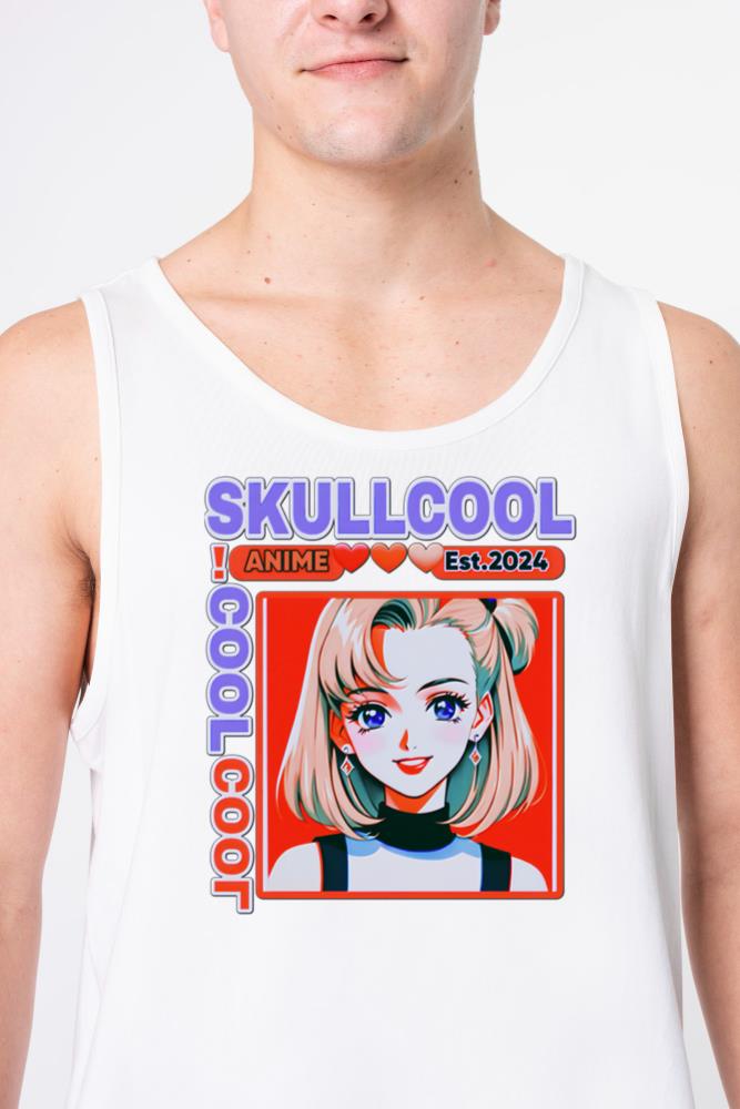 skullcool cool abstract style anime girl design_2 - Unisex Tank Top
