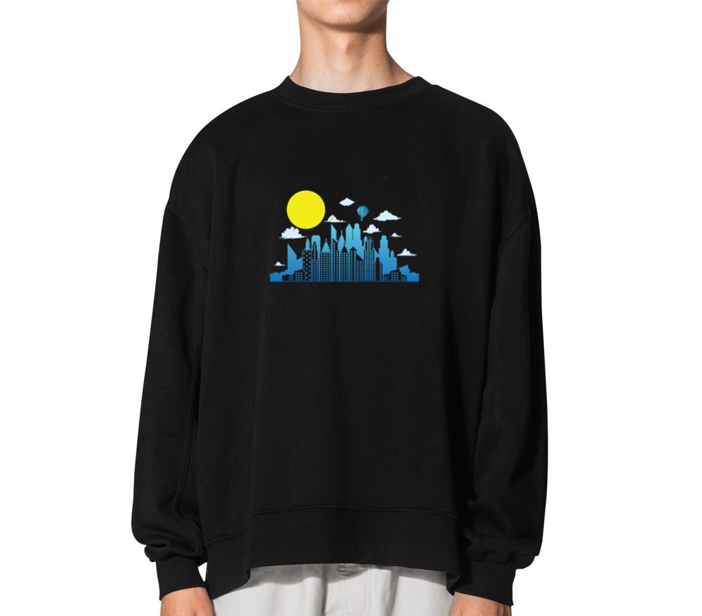 Skyline with Moon Building City Silhouette - Unisex Sweatshirt