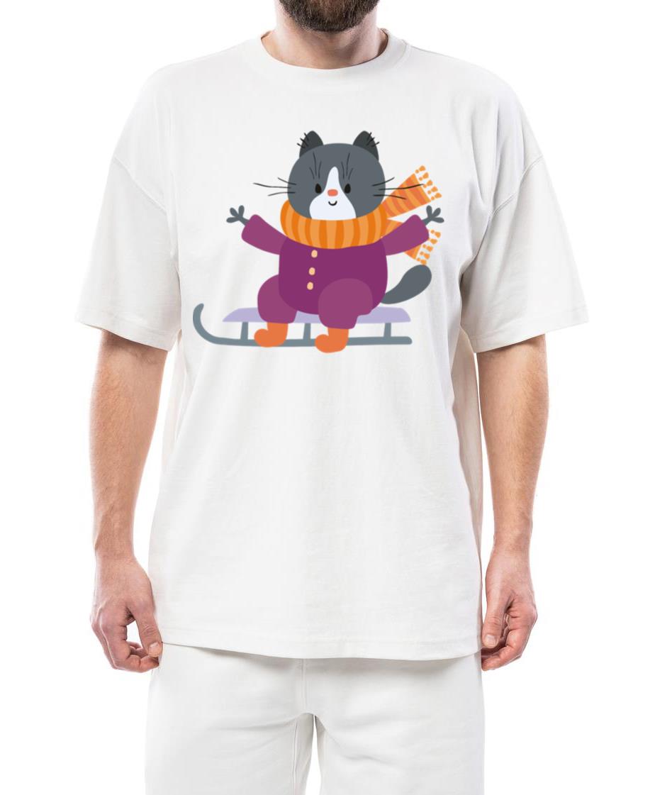 Sledding Cat - Unisex Standard T-Shirt