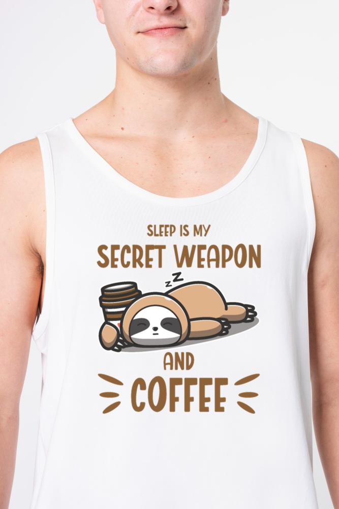 Sleep Is My Secret Weapon Sloth Coffee_1 - Unisex Tank Top