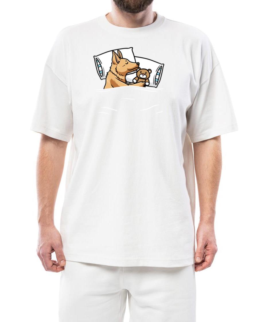 Sleeping Basque Shepherd Dog With Stuffed Animal - Unisex Standard T-Shirt