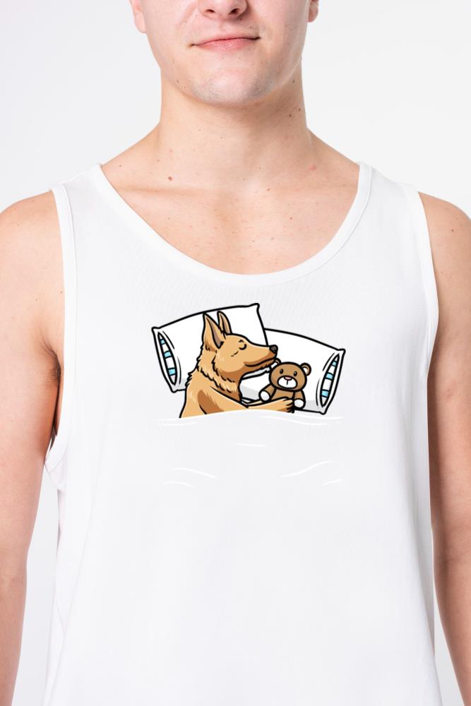 Sleeping Basque Shepherd Dog With Stuffed Animal - Unisex Tank Top