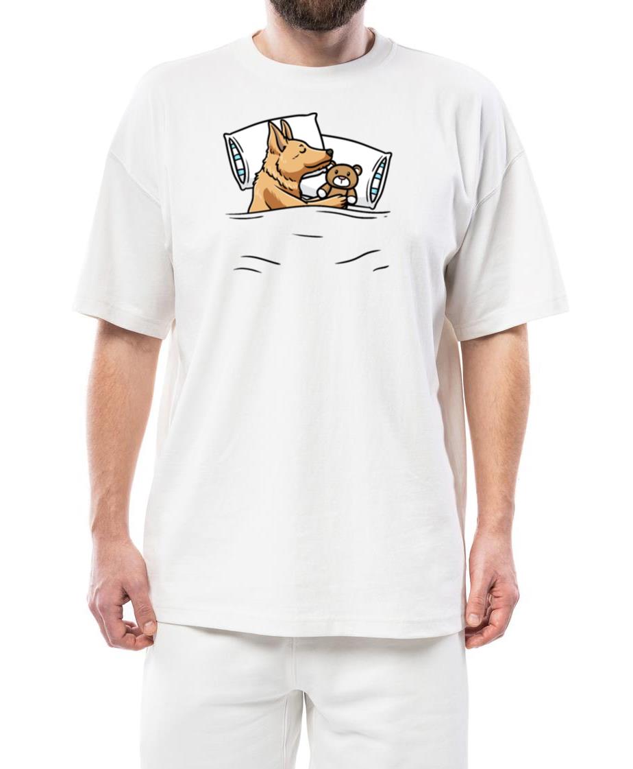 Sleeping Basque Shepherd Dog With Stuffed Animal_1 - Unisex Standard T-Shirt