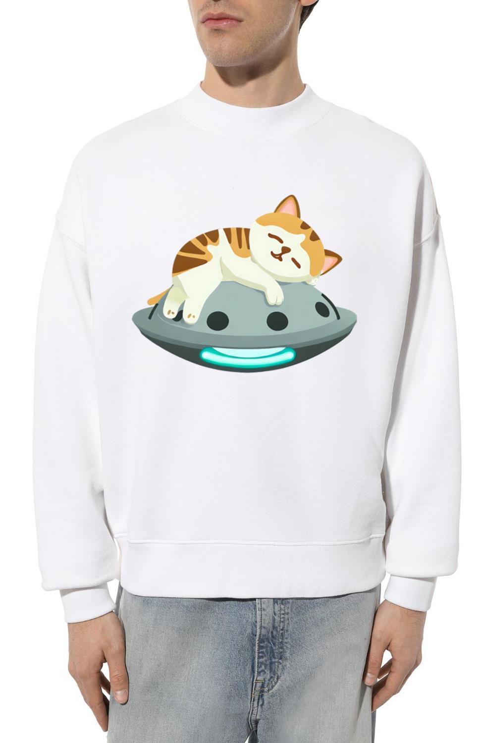 Sleeping cat on a UFO - Unisex Sweatshirt