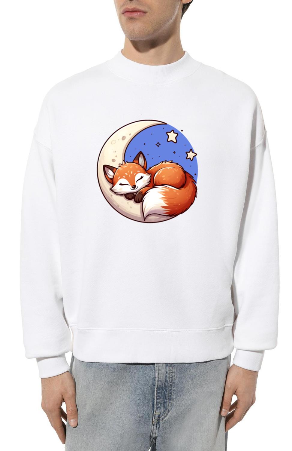 Sleeping Fox in Crescent Moon - Unisex Sweatshirt