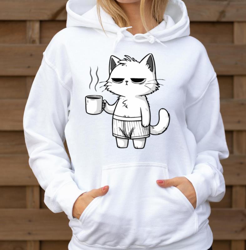 Sleepy Cat with Coffee - Unisex Hoodie