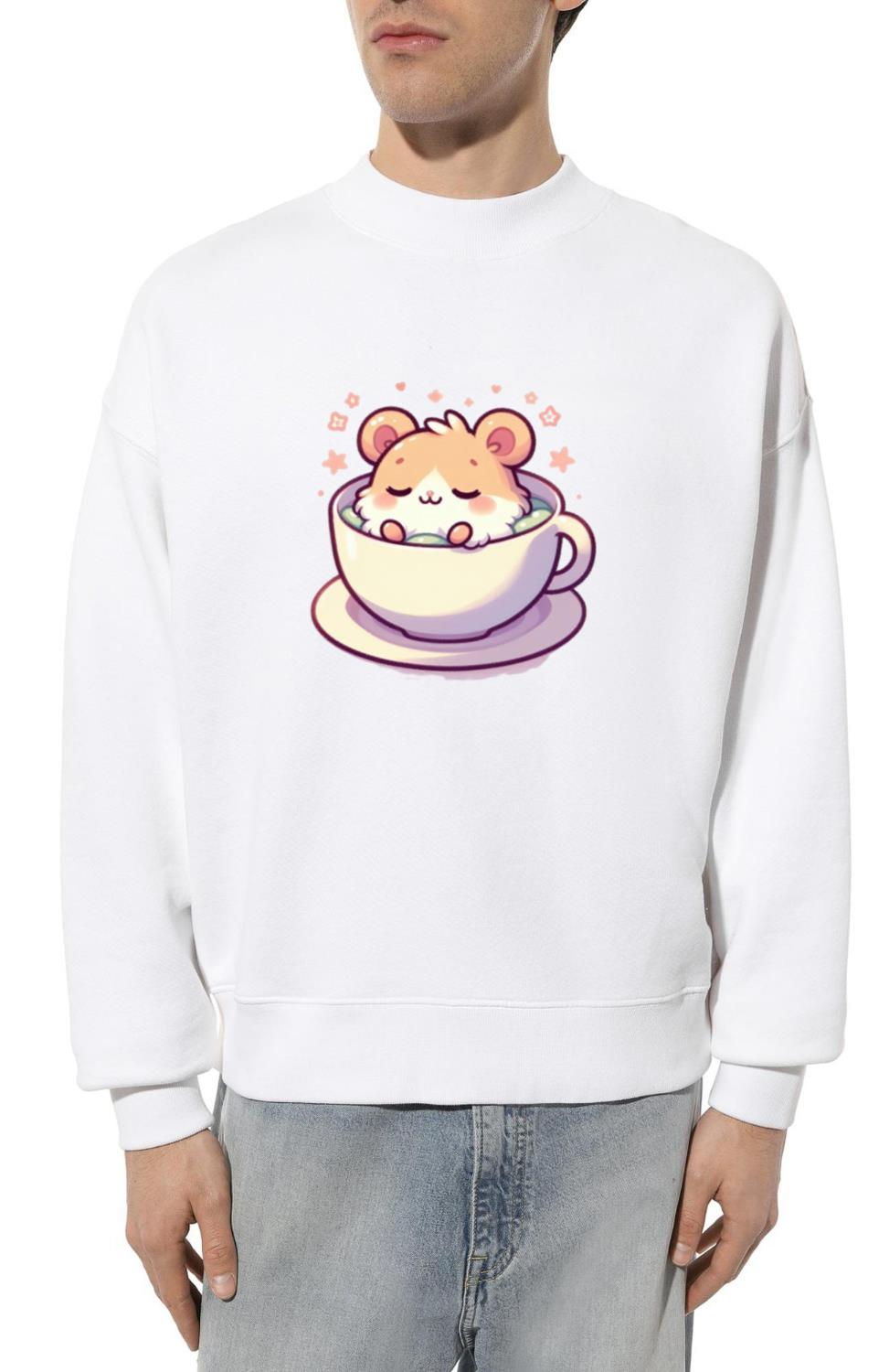 Sleepy Hamster in a Tea Cup – Cute Kawaii Animal - Unisex Sweatshirt