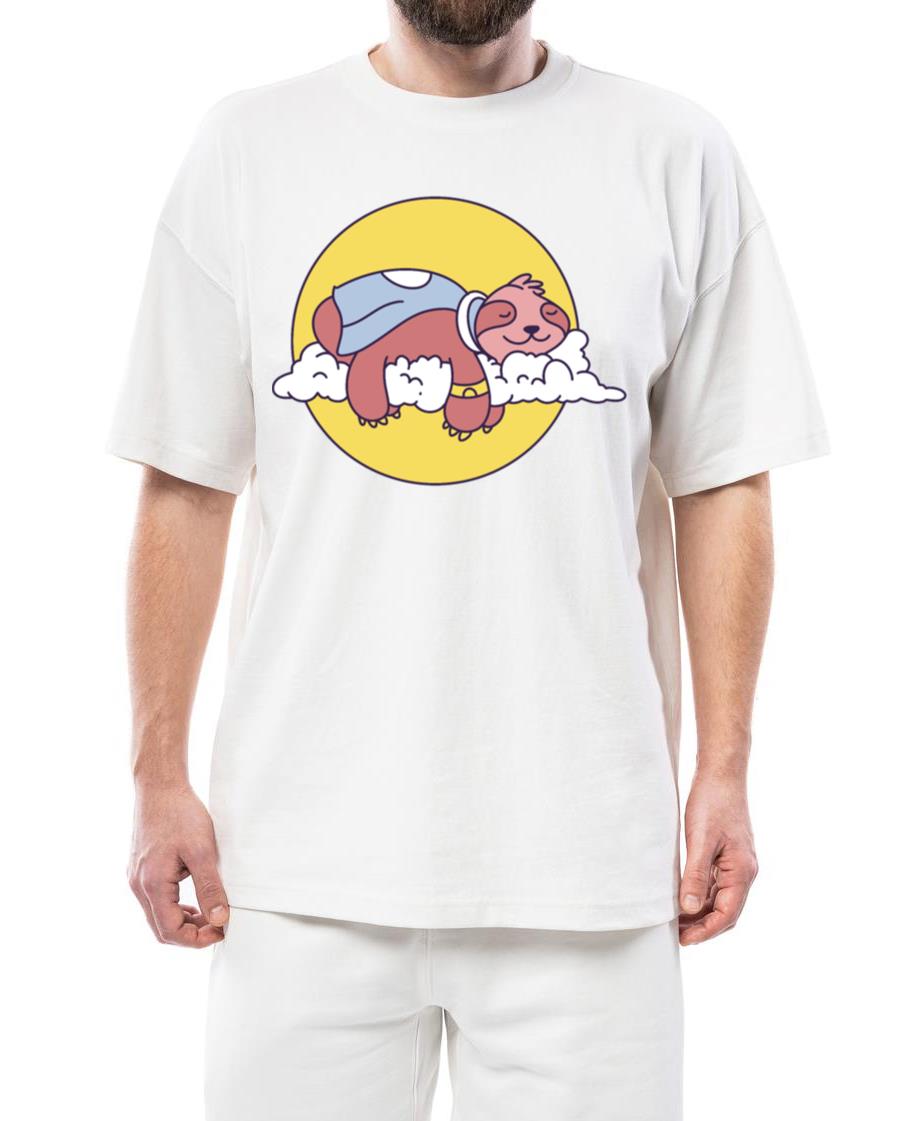 Sleepy Sloth in the Clouds Funny Design - Unisex Standard T-Shirt