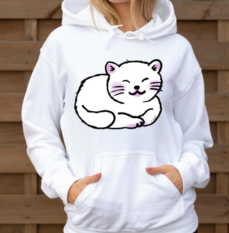 Sleepy White Cat - Unisex Hoodie